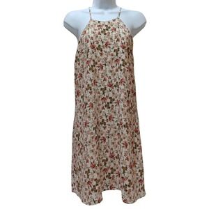 Everly Floral Halter Racerback Mini Shift Sundress XS Sunflower Daisies Romantic